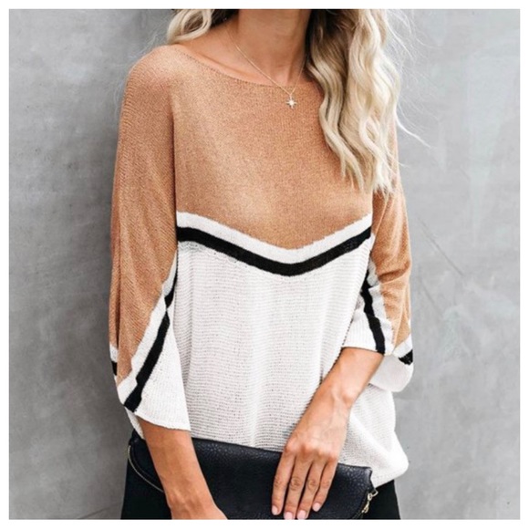 NWT Boho chic Color Block knit sweater - Picture 5 of 5